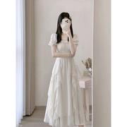 法式白色高级感仙女连衣裙，女夏季大码超仙公主，裙温柔风长裙子