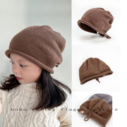 儿童秋冬毛线帽男女童潮，包头针织堆堆帽宝宝，个性穿搭凹造型套头帽