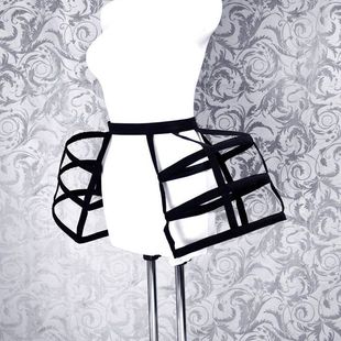 洛可可三层双边缎带镂空裙撑巴洛克毕业设计宴会鸟笼衬裙黑白