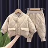 宝宝棉衣套装2024春装婴儿棉袄男童加绒加厚保暖小童外套1-3
