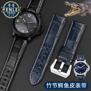 适用沛纳海鳄鱼皮真皮表带男胖大海Panerai1950系列PAM 22 24mm