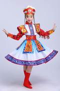 少数民族少儿童蒙族舞蹈裙袍幼儿园蒙古服六一表，演出服装女童