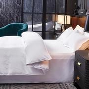 纯白色酒店宾馆民宿床上用品单人，床单被套枕套双人被罩团购