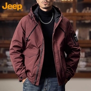 Jeep吉普连帽棉衣男士外套2024年冬季加厚保暖新款工装夹克棉服男