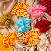 半圆折扇太阳花蛋糕插牌 中国风大红色扇子生日装饰插件 甜品布置