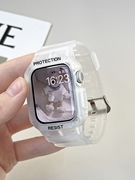 液态硅胶超软适用applewatch硅胶一体式表带苹果手表s89保护壳iwatch765432se代透明运动冰川表带
