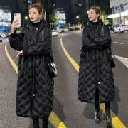 长款黑色羽绒服女2022年冬季大码韩版时尚洋气白鸭绒(白鸭绒)冬装外套