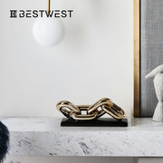 新电镀金色陶瓷锁链桌面摆件家居客厅办公室桌面软装饰品厂