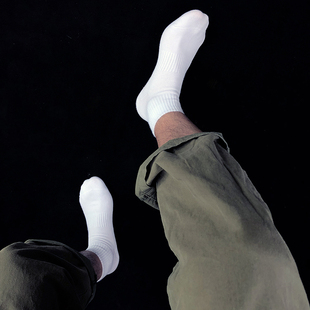 5双短袜男士袜子中筒袜春夏季纯棉运动防臭吸汗短筒袜女白色ins潮