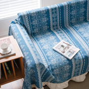 新中式复古牛仔蓝色扎染民族风，全包组合沙发，盖布钢琴防尘罩巾桌布