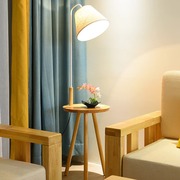 简约原木色茶几落地灯实木客厅，卧室床头灯创意，北欧沙发落地台灯