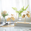 北欧风叶子状铁艺摆件，水培玻璃花瓶，创意家居餐桌客厅装饰品