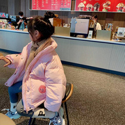 波拉韩版女童冬季羽绒服2023儿童洋气冬装宽松外套厚羽绒上衣