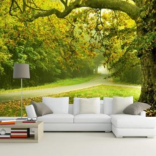 现代简约3d立体大型壁画自然，风景大树壁纸，客厅卧室电视背景墙纸