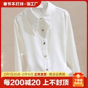 白色衬衫女装长袖2023秋冬设计感小众雪纺轻熟垂感内搭职业上衣