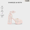 CHARLES&KEITH春夏女鞋CK1-60361454复古腕带厚底粗高跟单鞋女鞋