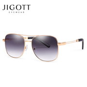 jigott金属大方框时尚太阳镜，女士眼镜浅色，防紫外线墨镜52033