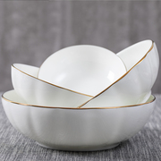 锦牌骨瓷品味浅碗北欧风格，金边创意菜盘家用深盘子加深圆形沙拉盘