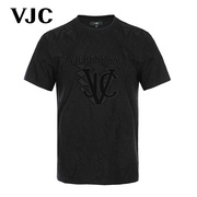 VJC/威杰思2024夏季男装短袖T恤暗纹满印上衣时尚男士潮流衣
