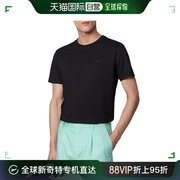 香港直邮Hugo Boss雨果博斯男士短袖T恤黑色休闲舒适棉质徽标圆领