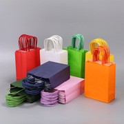 彩色系牛皮纸袋外卖打包手提纸袋长方形纸袋糖果色五彩购物袋