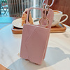 日本芭比粉斜挎手机壳背包式苹果14pro可插卡带小镜子送挂绳Pink适用于iPhone13Promax保护套