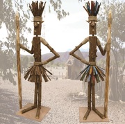 创意摆件部落酋长木头，人偶站立式木头人户外露营布场原木装饰道具
