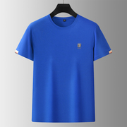 帝客堡2024短袖T恤男士高级感宽松休闲彩蓝色纯棉圆领体恤潮