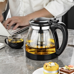 家用大容量玻璃茶壶套装，茶杯带滤网耐高温水壶泡，茶花茶壶茶具冲茶