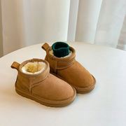 儿童雪地靴真皮2022冬季女童加厚加绒宝宝短靴子男童保暖棉鞋