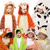 男童睡衣秋冬连体法兰绒老虎，表演服装儿童，动物演出服青蛙狮子猪牛