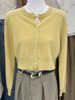 春季甜美黄色长袖上衣韩国东大门休闲宽松针织，开衫短款毛衣女