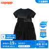 capapp女童连衣裙2024夏装儿童，短袖网纱长裙黑色，款女小童裙子