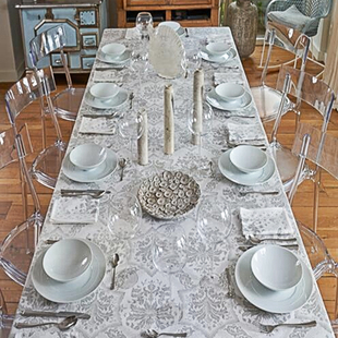 美式轻奢桌布全棉提花高级感餐桌布灰白色，长方形现代欧式茶几台布