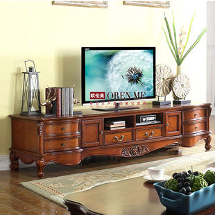 客厅家具美式实木茶几电视柜，组合欧式复古地柜，矮柜定制2.4米