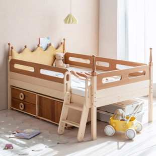 上形孩在树屋城堡床，置物架床下多功能，储物软包床头小户型