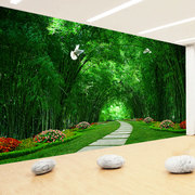 茂密竹林步道大型装饰壁画绿植公园自然风景空间场景延伸背景墙纸