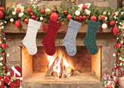 2022针织圣诞针织麻花袜大号礼物袋圣诞树装饰袜 圣诞老人袜子厂