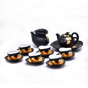 天福茗茶 金秋壶组套装 纯手工手绘茶具茶壶 壶约220 茶海约260