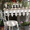 美式乡村做旧铁艺阳台，置物架园艺杂货实木板桌子，花园户外装饰花架