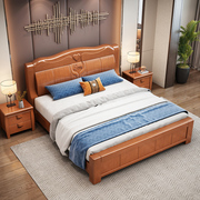 新中式实木床1.8米双人床主卧婚床1.5米经济型高箱气压储物床