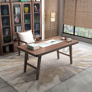 胡桃木书桌轻奢现代客厅书房一体大长桌子新中式高端实木书法案台