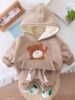 男宝宝加绒套装秋冬装两件套0-5岁加厚时髦保暖套装6小孩衣服