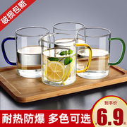 透明玻璃杯水杯家用耐高温带把高硼硅泡茶杯子，牛奶男女喝绿茶茶杯