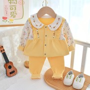 女宝宝套装春秋纯棉清新小公主长袖分体外穿小女孩1-3岁婴儿2件套