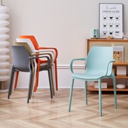 北欧加厚塑料椅子时尚，家用洽谈餐椅大人餐桌凳子，塑胶靠背扶手桌椅