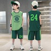 男童夏季篮球服套装23年中大童无袖背心运动速干衣两件套球衣