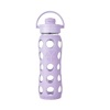 美国Lifefactory 唯乐无BPA玻璃水杯带翻盖和硅胶套浅紫色22oz