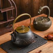 日式铁壶无涂层铸铁茶壶煮水泡茶壶铜把铜盖铸铁壶南部老铁壶