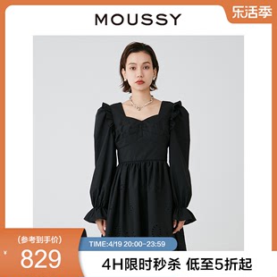 moussy2024夏季甜美可爱淑女泡泡，袖短款连衣裙028hsz30-0451